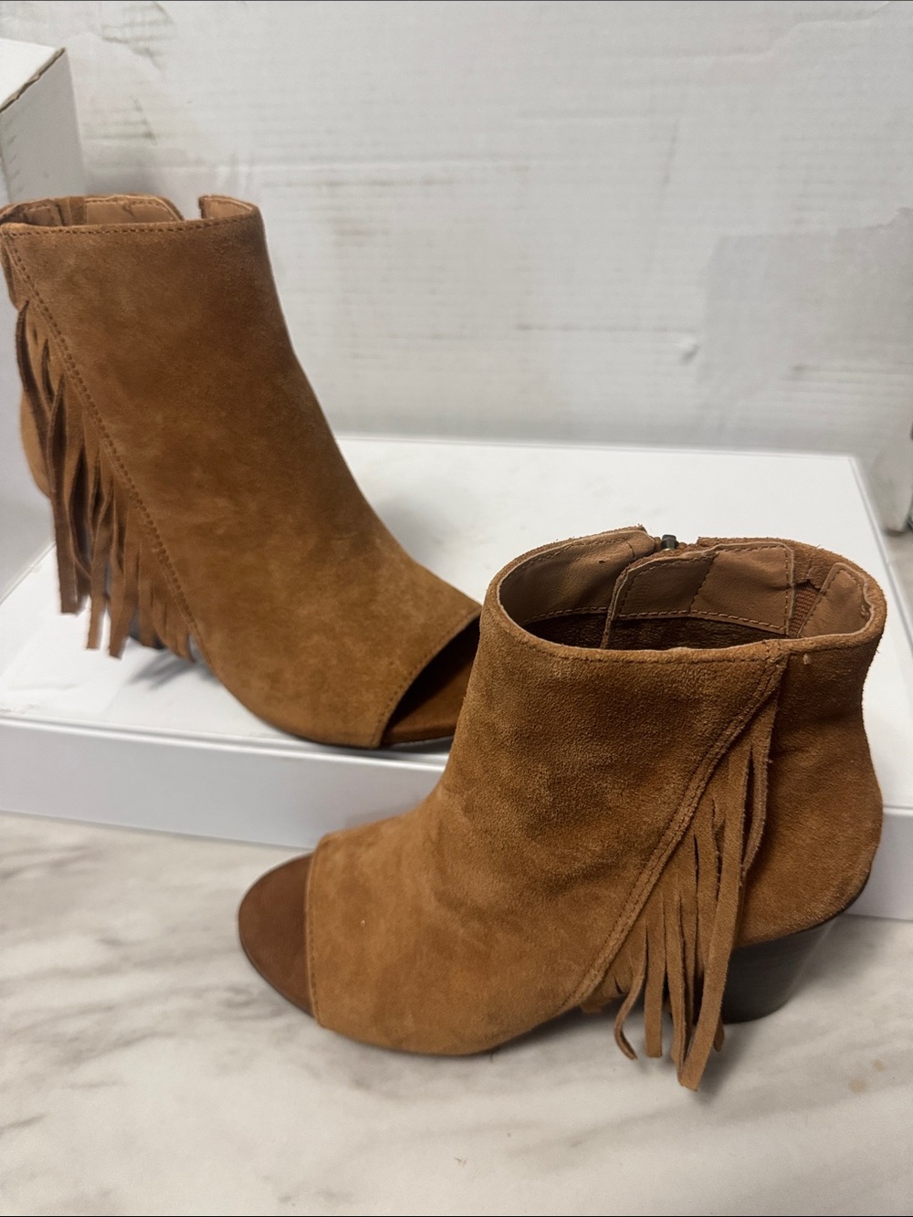 Kenneth Cole Reaction Suede Open-Toe Ankle Booties - Brown
